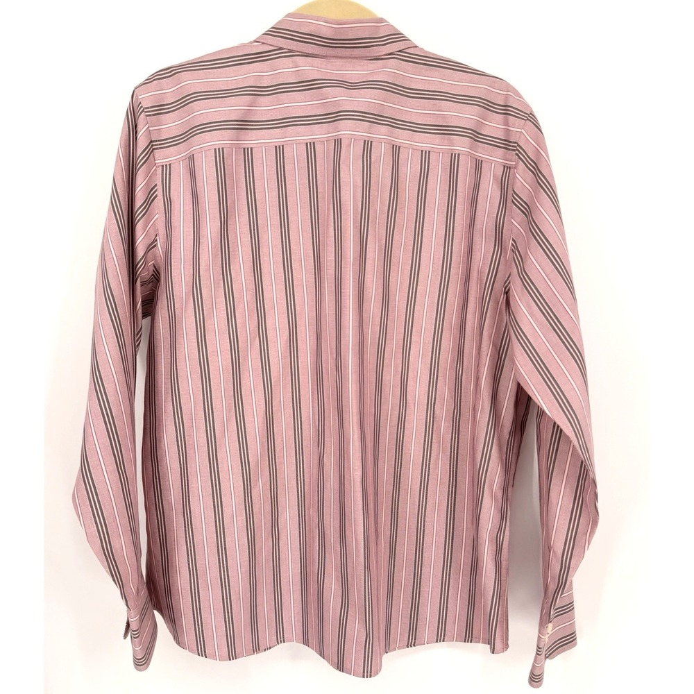 Eddie Bauer Wrinkle Resistant Button Down Dress Shirt Pink Stripe XL Office - Picture 4 of 9
